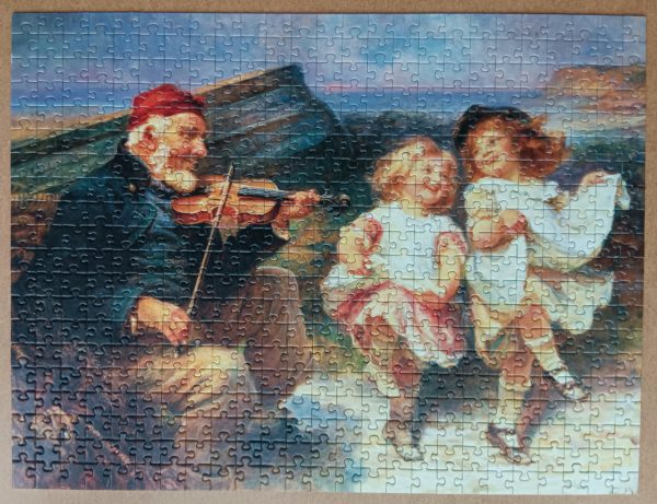 Image of the puzzle 500, Ravensburger, A Dance for the Fiddler, by Frederick Morgan, Complete, Picture of the Assembled Puzzle