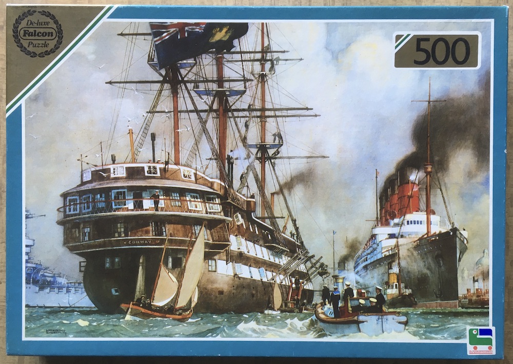 500, Falcon, HMS Conway, by Kenneth Shoesmith, Complete, 2025-11-24 Image of the puzzle 500, Falcon, HMS Conway, by Kenneth Shoesmith, Complete, Picture of the box