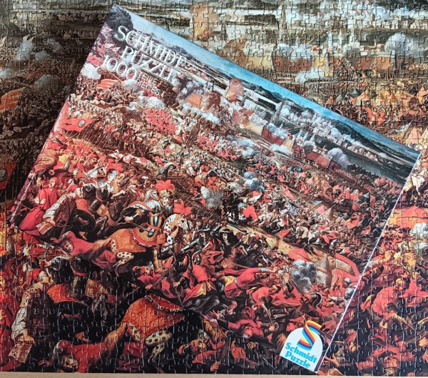 Image of the puzzle 1000, Schmidt, The Battle of Kahlenberg, Stephan Kessler. Complete, Picture of the box