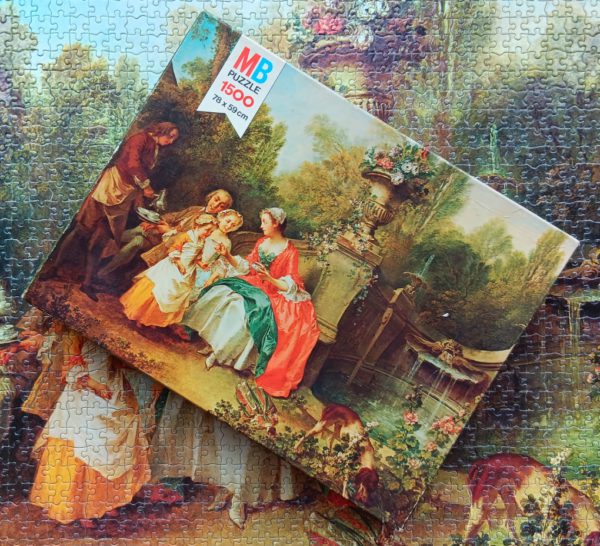 Image of the puzzle 1500, MB, In the Garden, by Nicolas Lancret, Complete, Picture of the Box