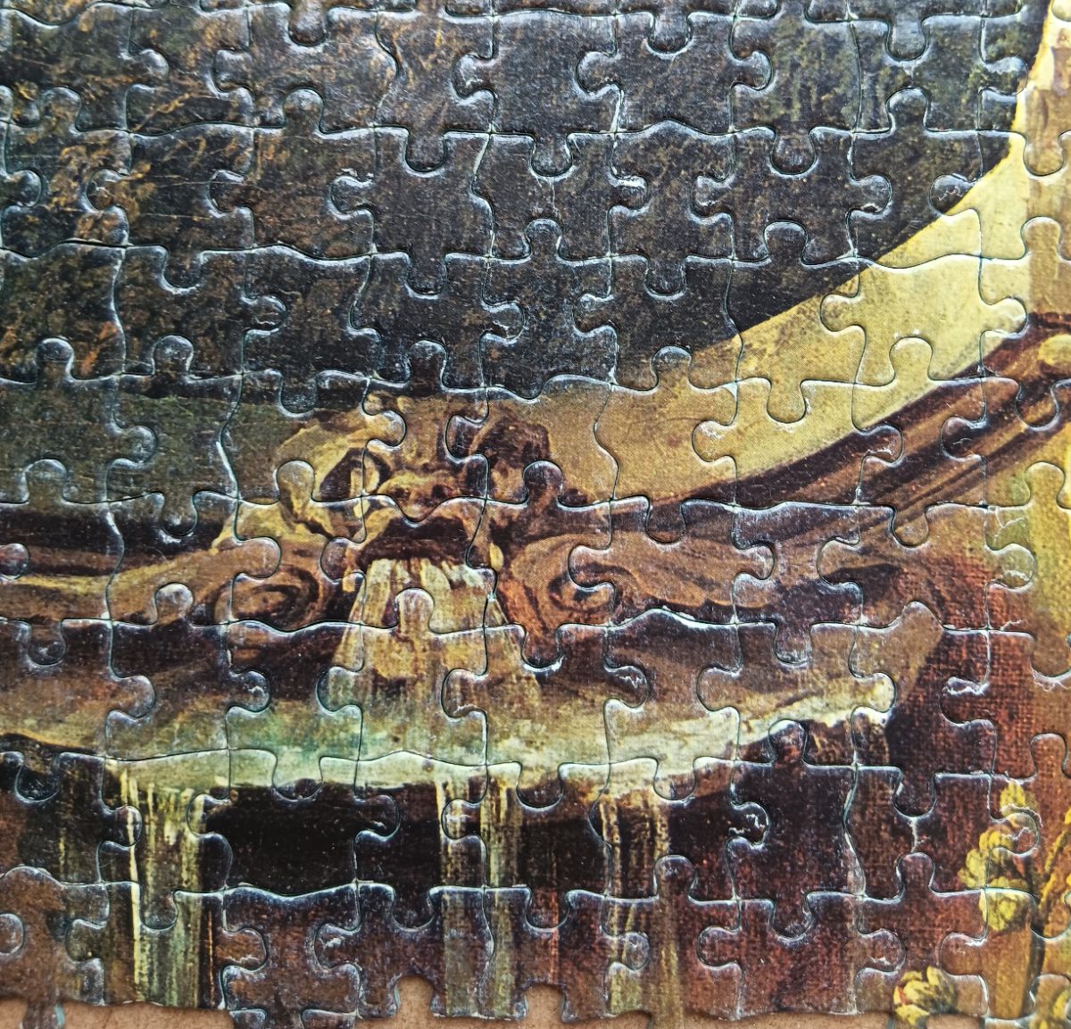 Image of the puzzle 1500, MB, In the Garden, by Nicolas Lancret, Complete, Picture of a Detail of the Assembled Puzzle