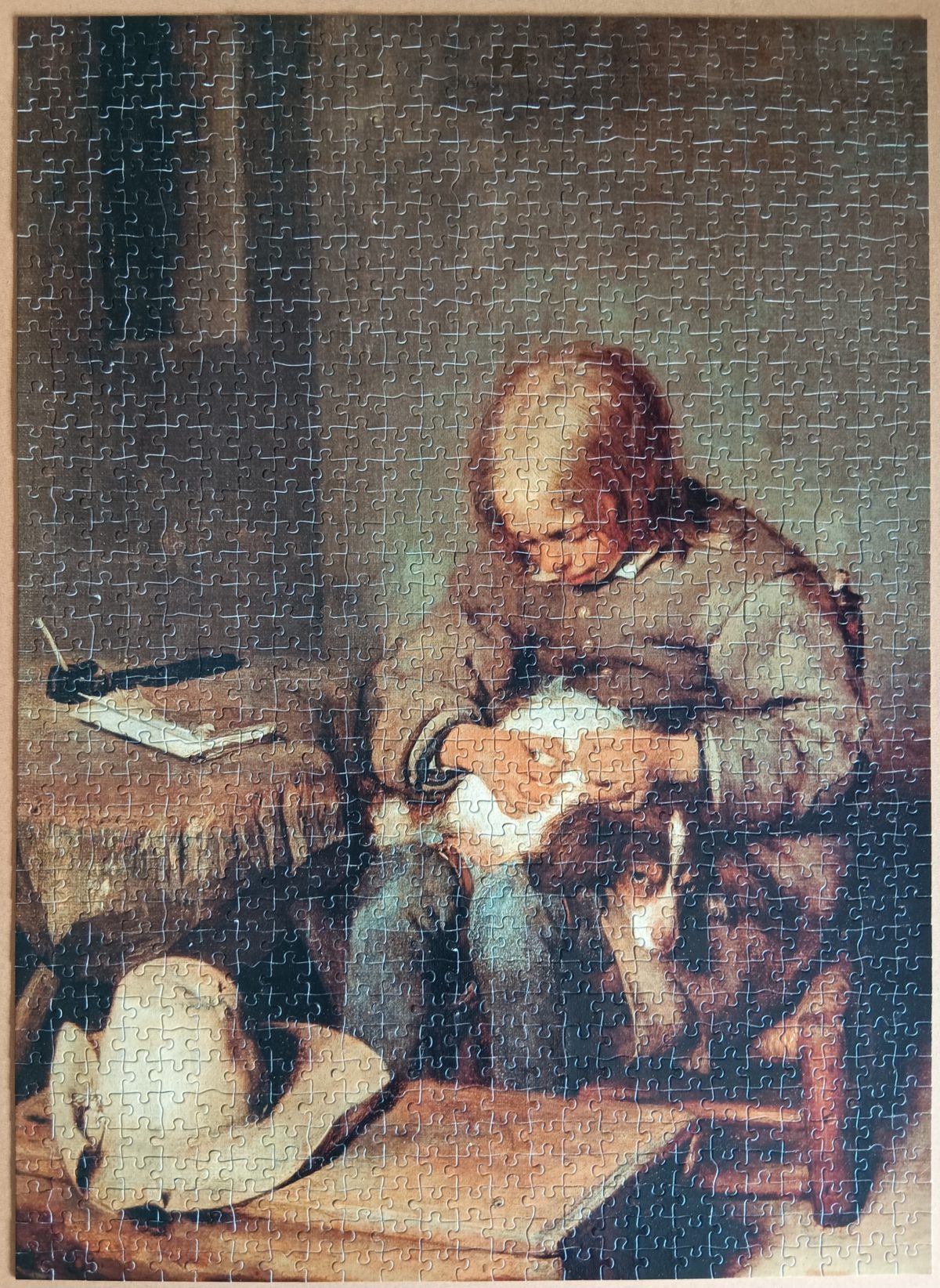 Image of the puzzle 1000, Skala, Boy with Dog, by Gerard Ter Borch, Complete, Picture of the Assembled Puzzle