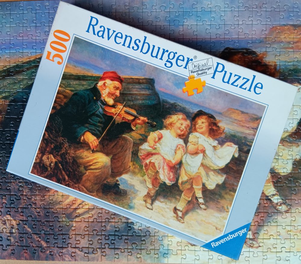 500, Ravensburger, A Dance for the Fiddler, by Frederick Morgan, Complete, Listed by Emilia Puzzles Image of the puzzle 500, Ravensburger, A Dance for the Fiddler, by Frederick Morgan, Complete, Picture of the Box
