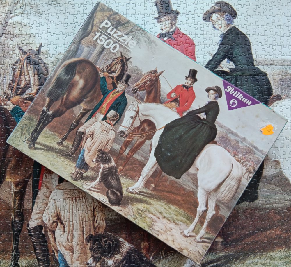 1500, Pelikan, Fox Hunt, John Frederick Herring, Complete, Listed by Emilia Image of the puzzle 1500, Pelikan, Fox Hunt, John Frederick Herring, Complete, Picture of the box