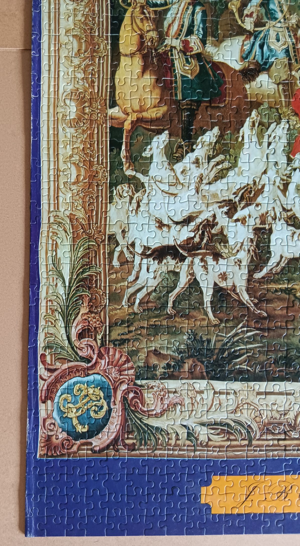 Image of the puzzle 2000, Ravensburger, The Chase, by Oudry, Complete, Picture of the Border Pieces