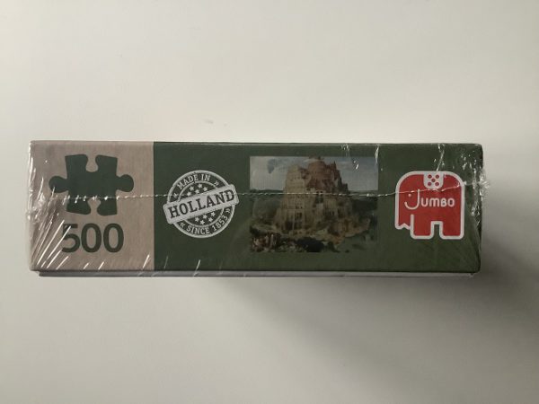 Image of the puzzle 500, Jumbo, The Tower of Babel, by Pieter Bruegel the Elder, Factory Sealed, Picture of a Side of the Box