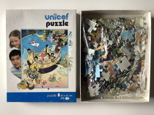Image of the puzzle 208, Unicef, Code 7700, Complete, Picture of the Box and Bag