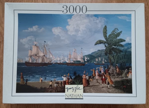 Image of the puzzle 3000, Nathan, The Fleet's Arrival in the Islands, by Alaux, Sealed Bag, Picture of the Box