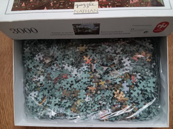 Image of the puzzle 3000, Nathan, Landscape with Horseman, by Thomas, Sealed Bag, Picture of the bag