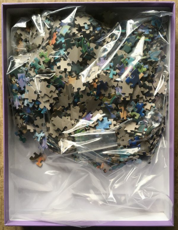 Image of the puzzle 1000, Pomegranate, Floral Peacock, by David Galchutt, Complete, Picture of the bag