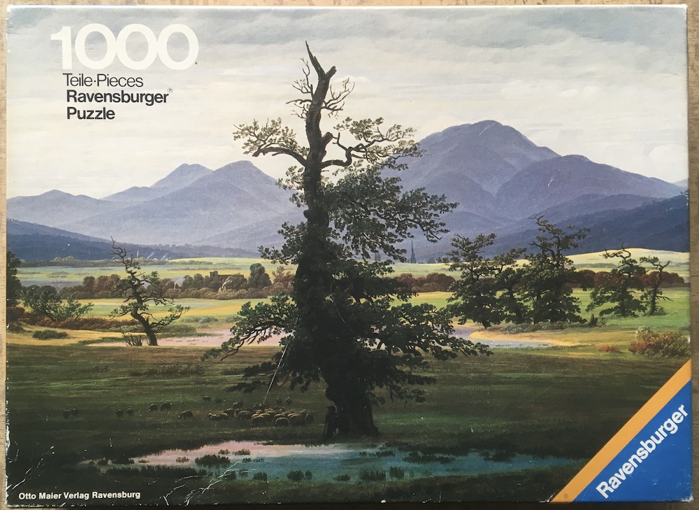 1000, Ravensburger, The Lonely Tree, by Caspar David Friedrich, Complete, 2025-12-27 Image of the puzzle 1000, Ravensburger, The Lonely Tree, by Caspar David Friedrich, Complete, Picture of the box