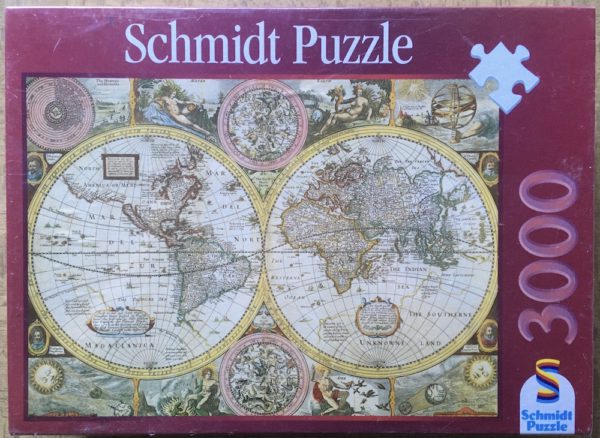Image of the puzzle 3000, Schmidt, World Map, John Speed, Factory Sealed, Picture of the box