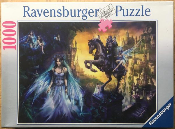 Image of the puzzle 1000, Ravensburger, Elf Town, by Eckhardt Freytag, Factory Sealed, Picture of the box