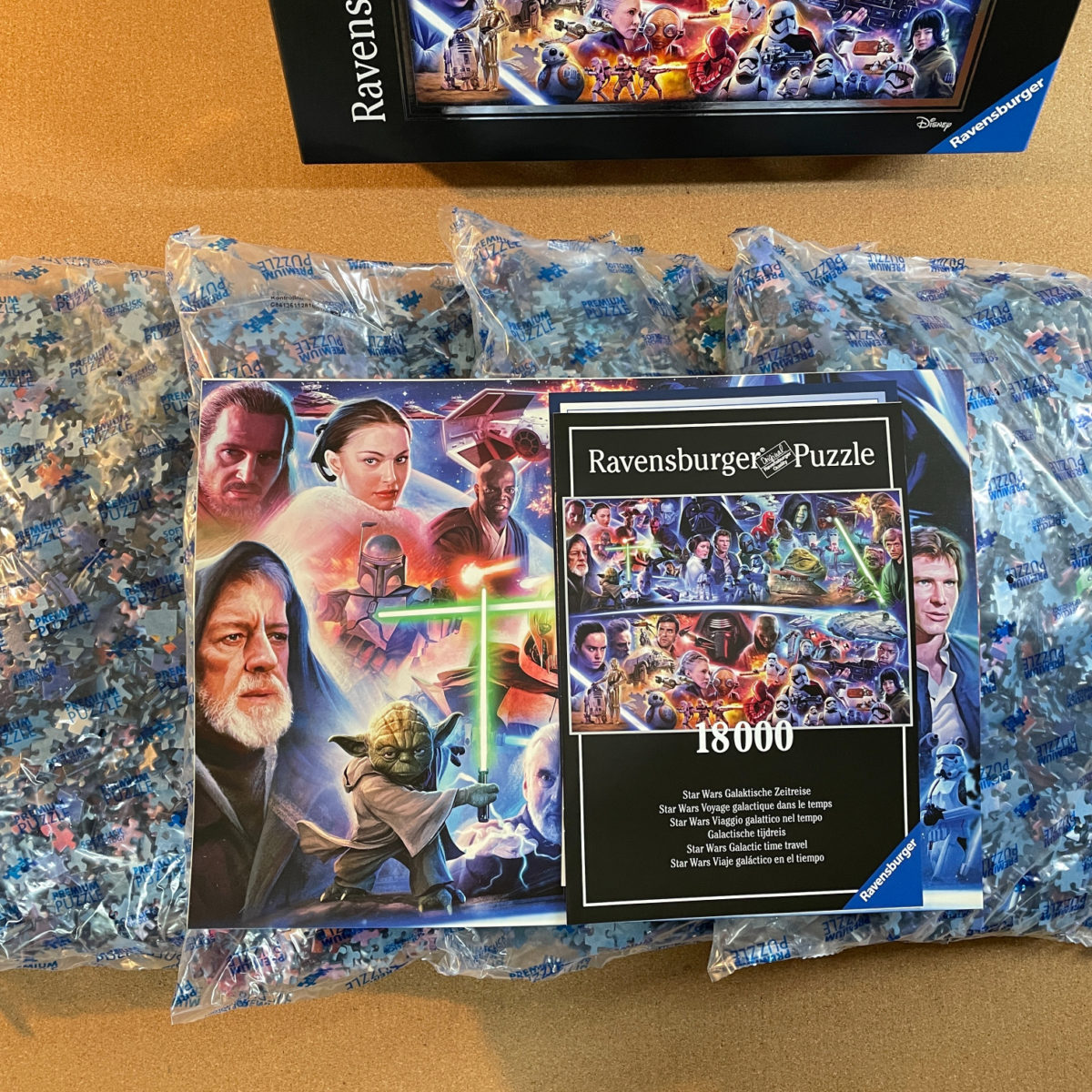 Image of the puzzle 18000, Ravensburger, Star Wars Galactic Time Travel, Sealed Bag, Contents of the Box