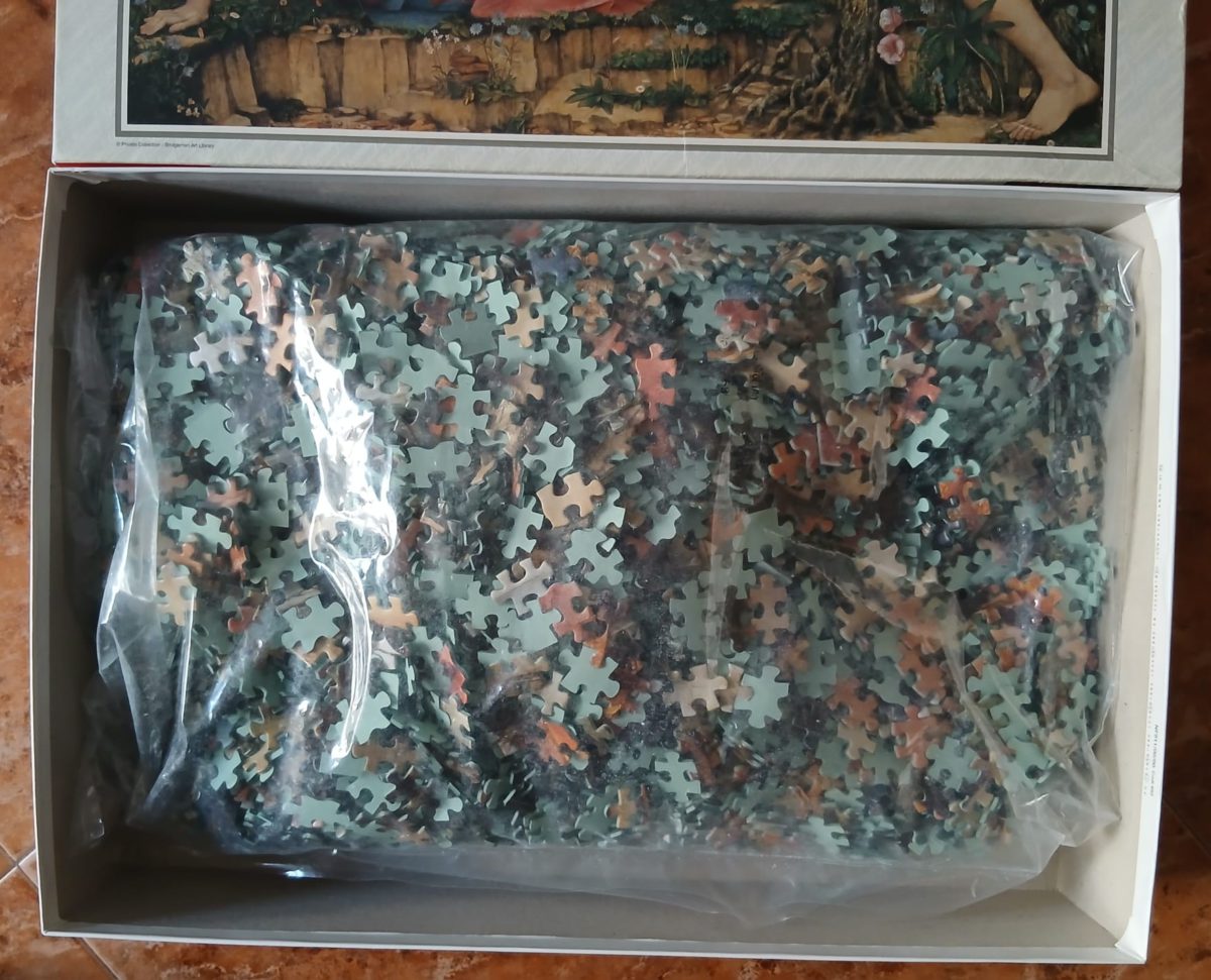 Image of the puzzle 4000, Educa, Love and the Maiden, Spencer Stanhope, Sealed Bag, Picture of the bag