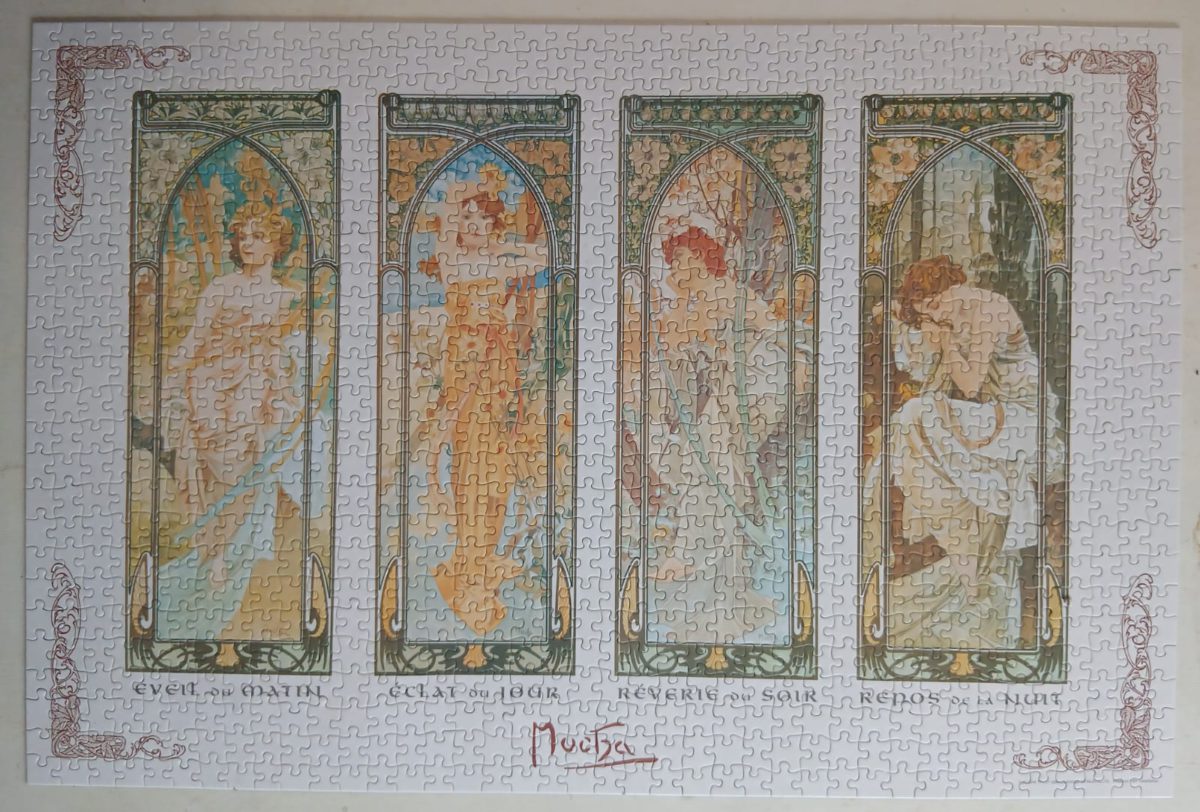 Image of the puzzle 1000, Yanoman, The Four Times of Day, by Alphonse Mucha, Complete, Picture of the Assembled Puzzle