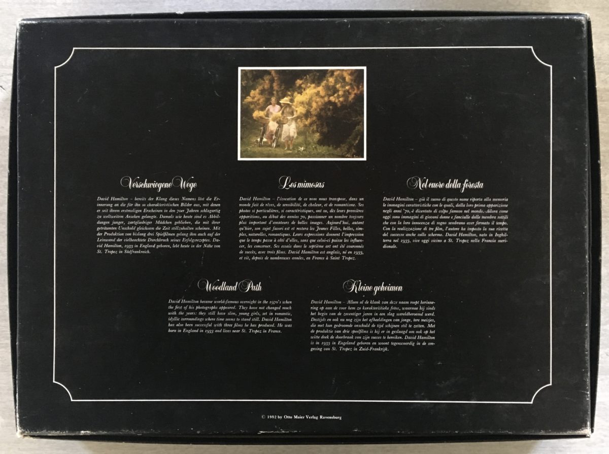 Image of the puzzle 816, Ravensburger, Woodland Path, David Hamilton, Complete, Picture of the back