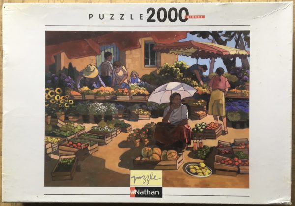 Image of the puzzle 2000, Nathan, Women at the Market, by Lorraine Jordan, Factory Sealed, Picture of the box