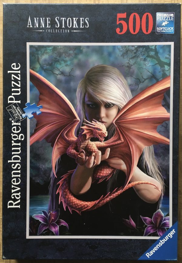 Image of the puzzle 500, Ravensburger, Dragon Girl, by Anne Stokes, Complete, Picture of the box