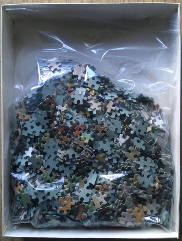 Image of the puzzle 1000, MB, Peasants in Winter, Mijo Kovačić, Complete, Picture of the bag