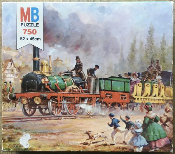 Image of the puzzle 750, MB, Train, Complete, Picture of the box