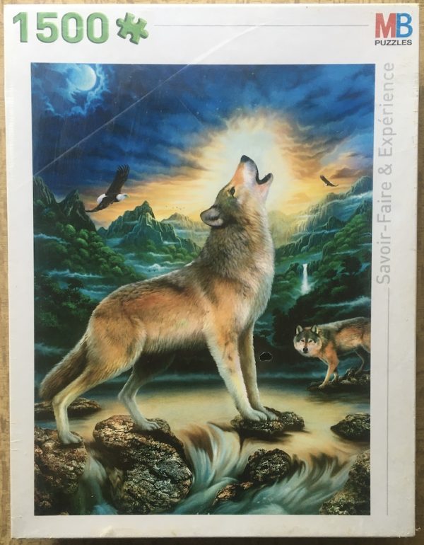 Image of the puzzle 1500, MB, Howling Wolf, by Howard Robinson, Factory Sealed, Picture of the box