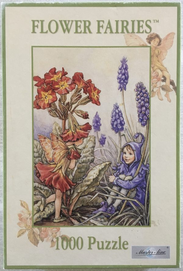 Image of the puzzle 1000, PTZ, Flower Fairies, The Polyanthus and Grape Hyacinth Fairies, by Cicely Mary Barker, Complete, Picture of the box