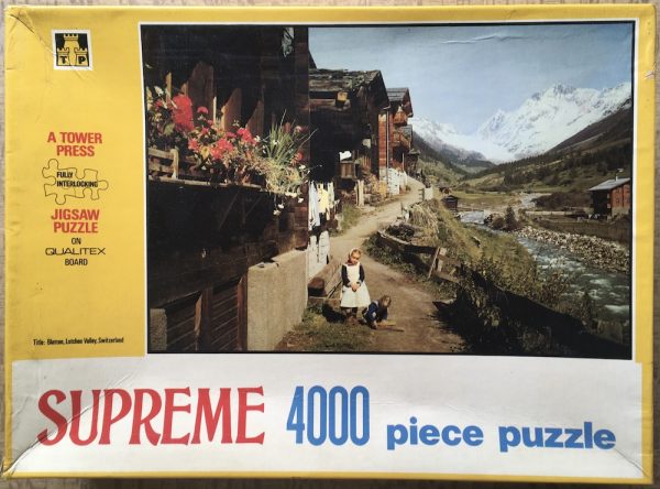 Image of the puzzle 4000, Tower Press, Blatten, Lotchen Valley, Switzerland, Sealed Bag, Picture of the box