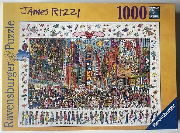 Image of the puzzle 1000, Ravensburger, Times Square - Everyone Should Go There, by James Rizzi, Complete, Picture of the box