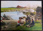 Image of the puzzle 1000, Tactic, A Rest on the Way to the Fair, by Gunnar Berndtson, Complete, Picture of the Assembled Puzzle