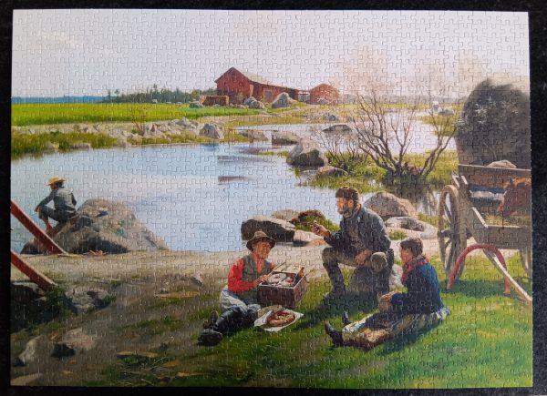 Image of the puzzle 1000, Tactic, A Rest on the Way to the Fair, by Gunnar Berndtson, Complete, Picture of the Assembled Puzzle