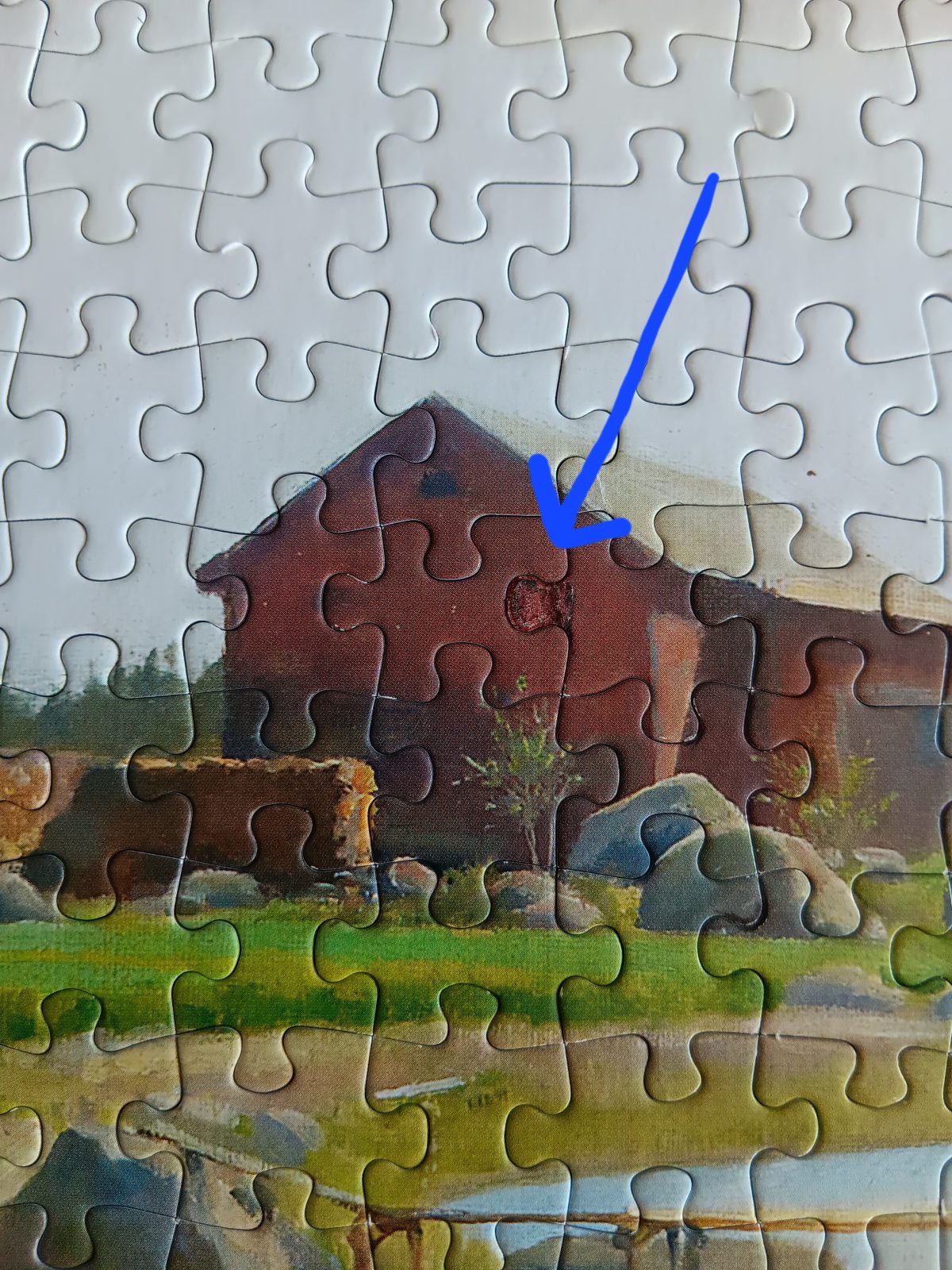 Image of the puzzle 1000, Tactic, A Rest on the Way to the Fair, by Gunnar Berndtson, Complete, Picture of the Damaged Piece