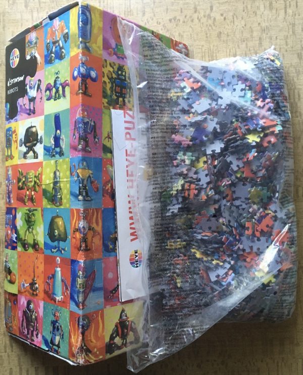 Image of the puzzle 2000, Heye, Robots, by Henry Stinson, Factory Sealed, Picture of the bag